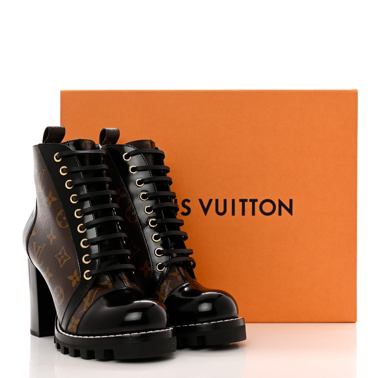 Louis Vuitton Patent Calfskin Monogram Star Trail Ankle Boots 38 Black 9 of 9