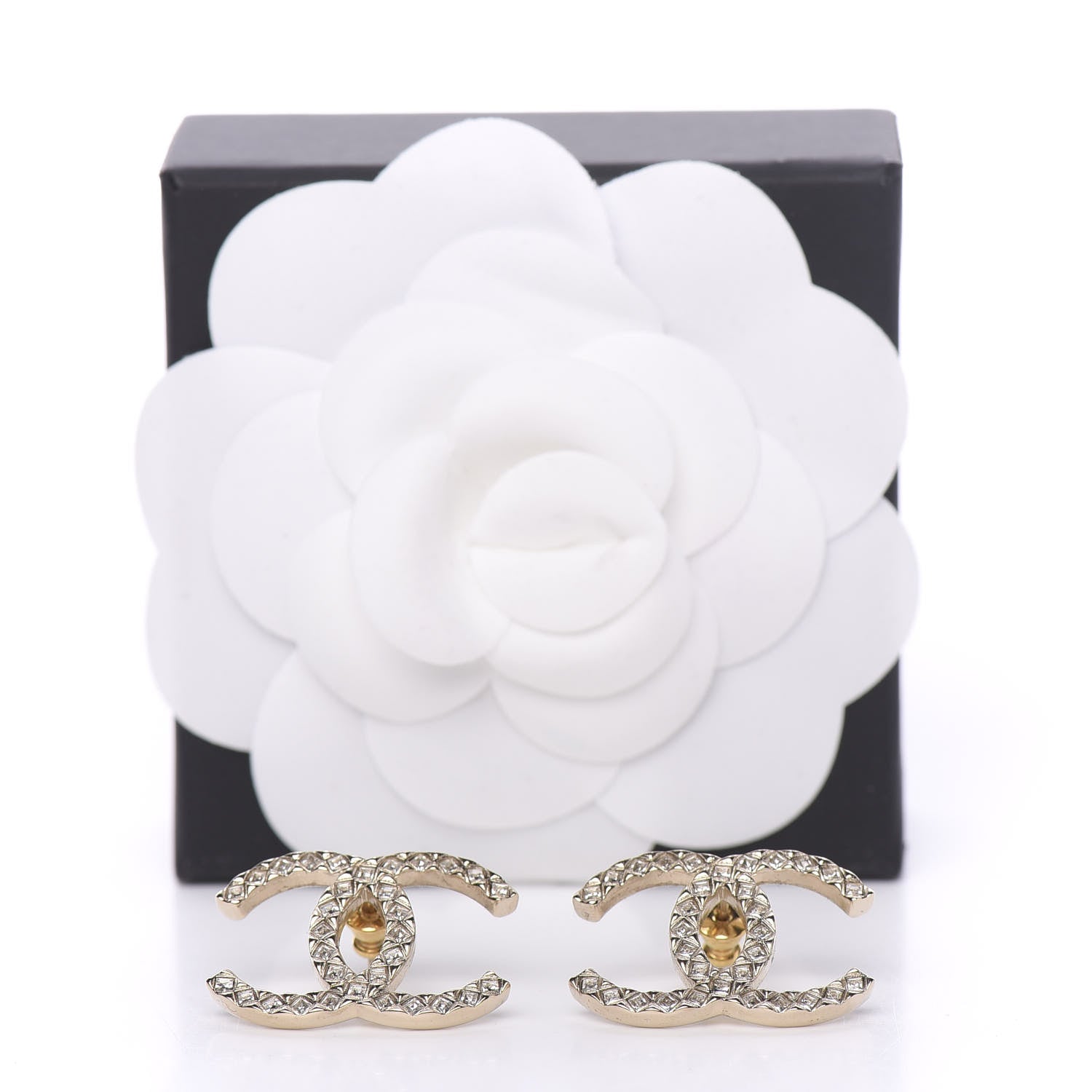Chanel Baguette Crystal High Society CC Earrings Gold 5 of 5