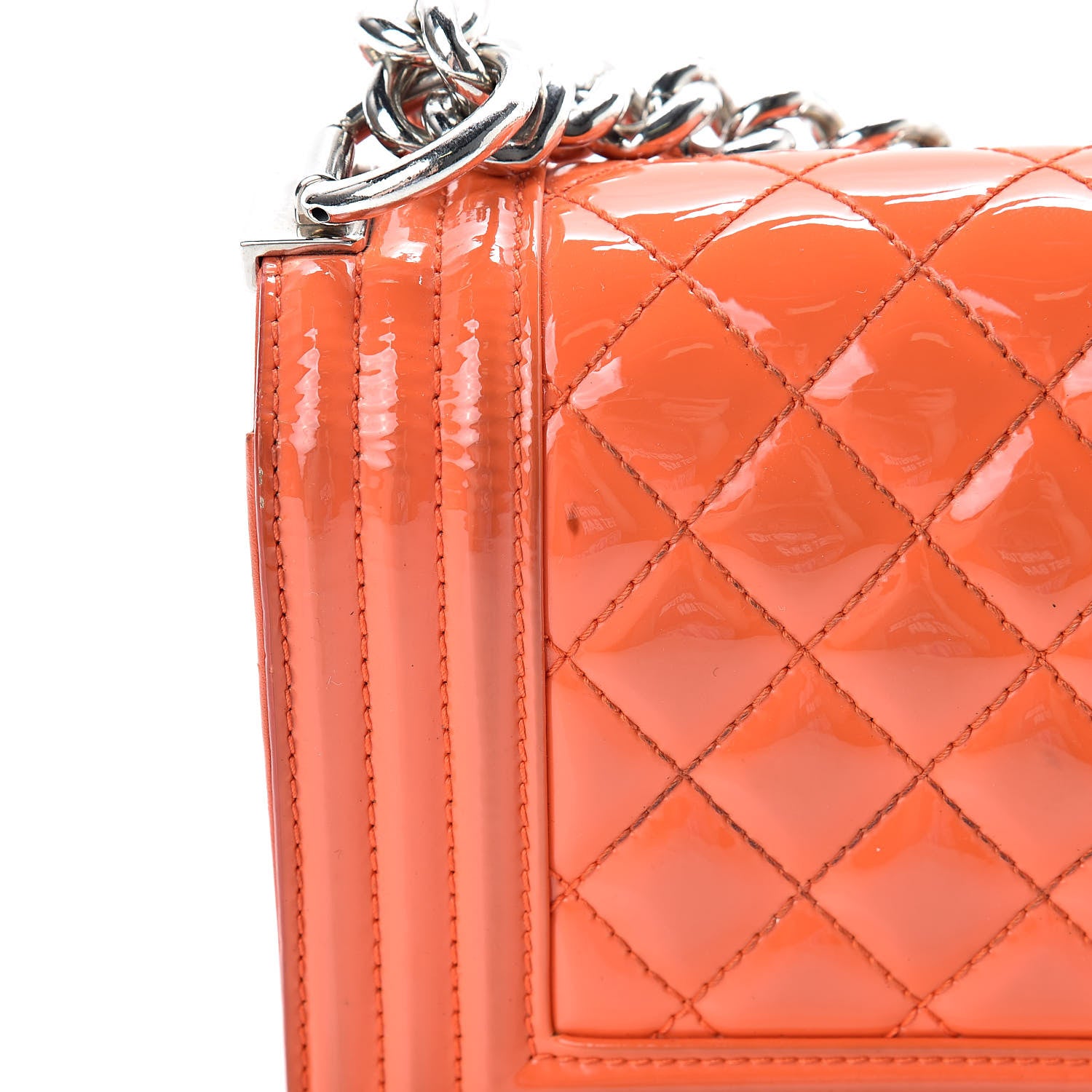 Chanel Patent Calfskin Quilted Small Plexiglass Boy Flap Orange 14 of 17