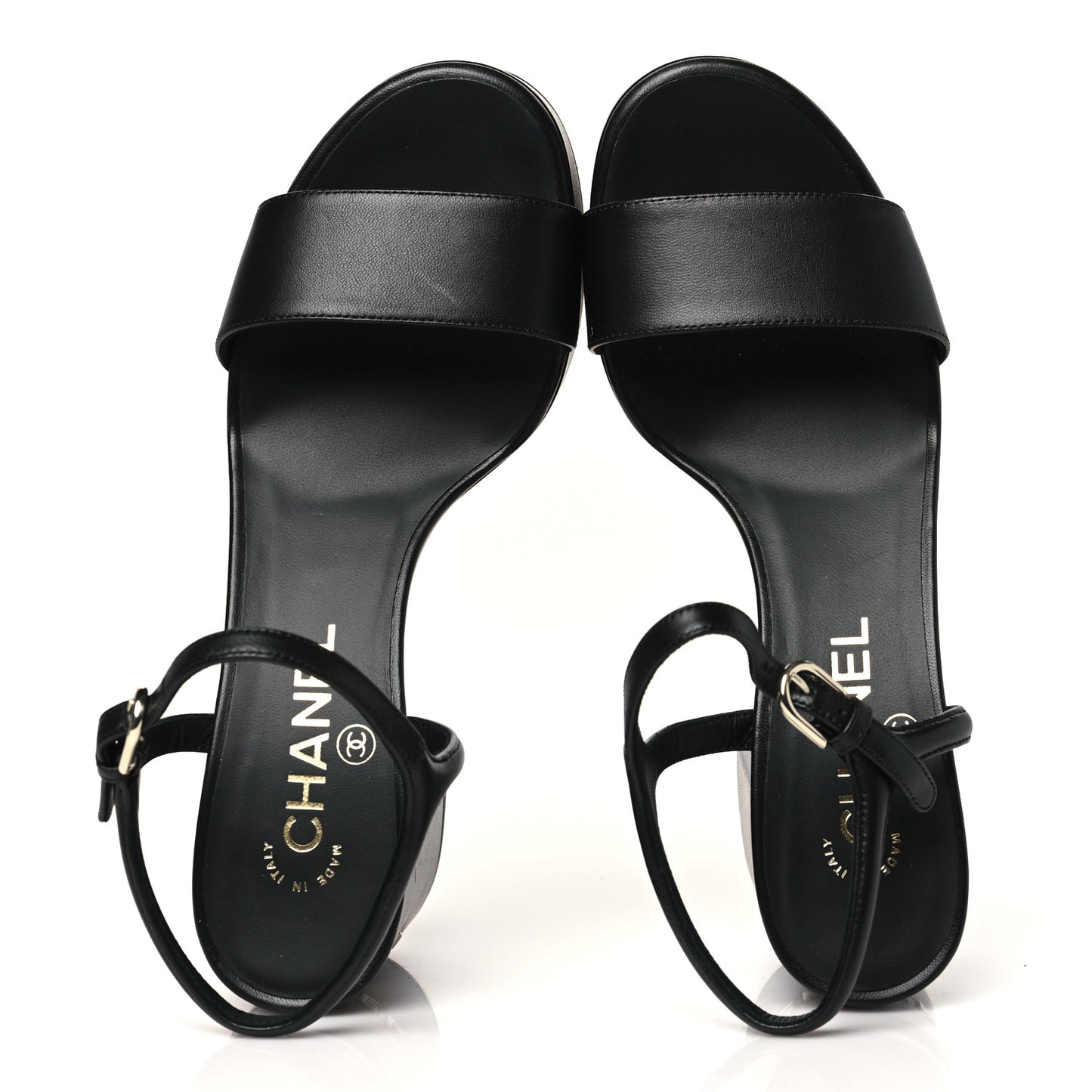Lambskin Logo Platform Sandals 37.5 Black