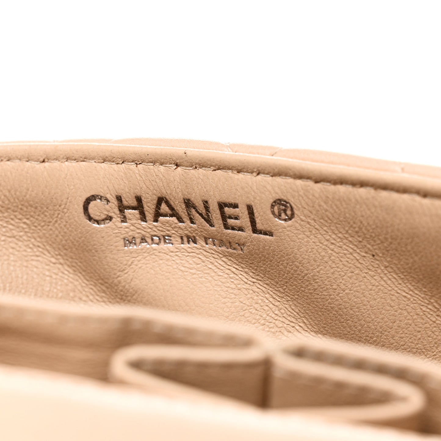 Lambskin Quilted East West Flap Beige