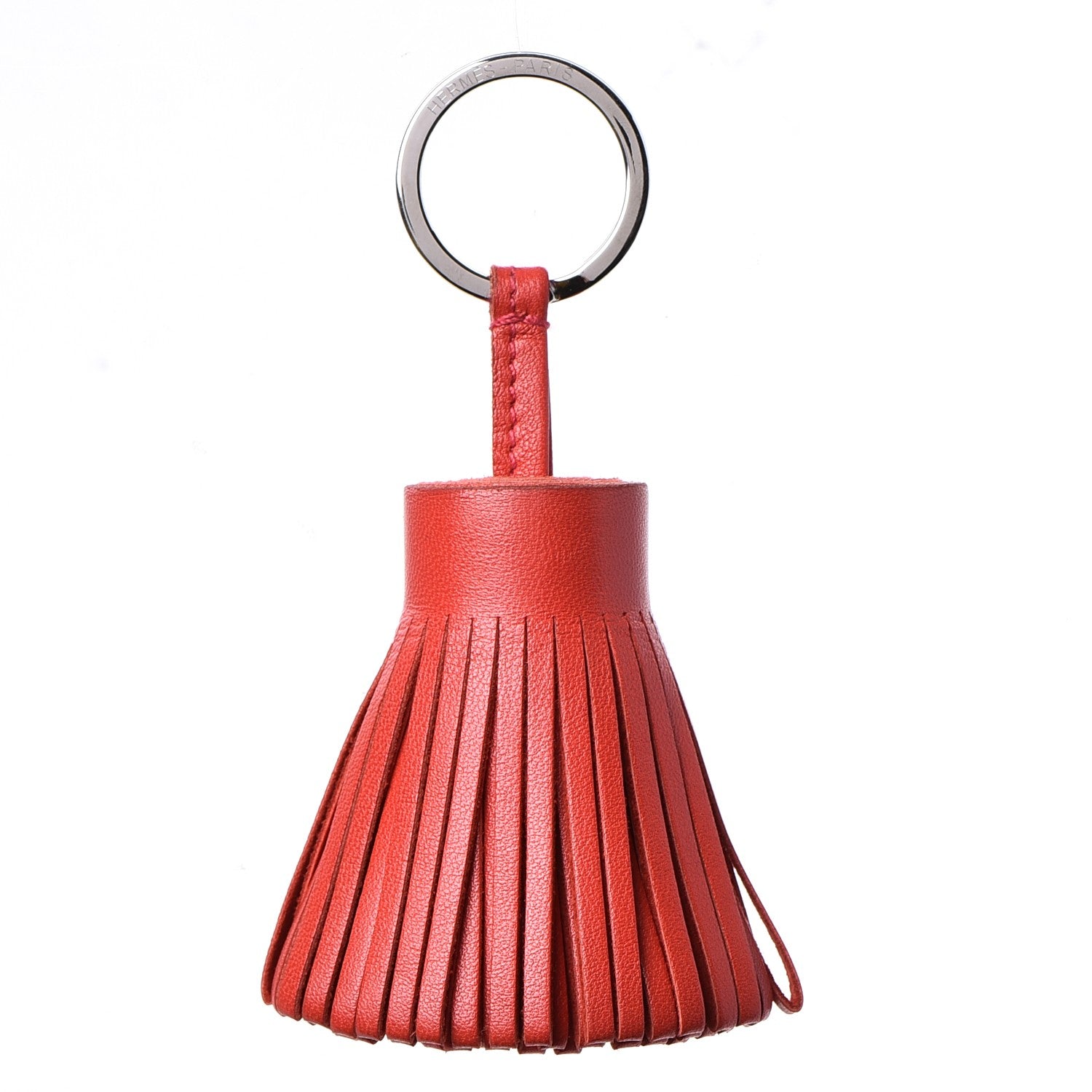 Hermes Lambskin Carmen Tassel Key Holder Rouge Indienne 1 of 6