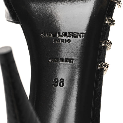 Saint Laurent Calfskin Chain Cristal Sandals 38 Black 5 of 7