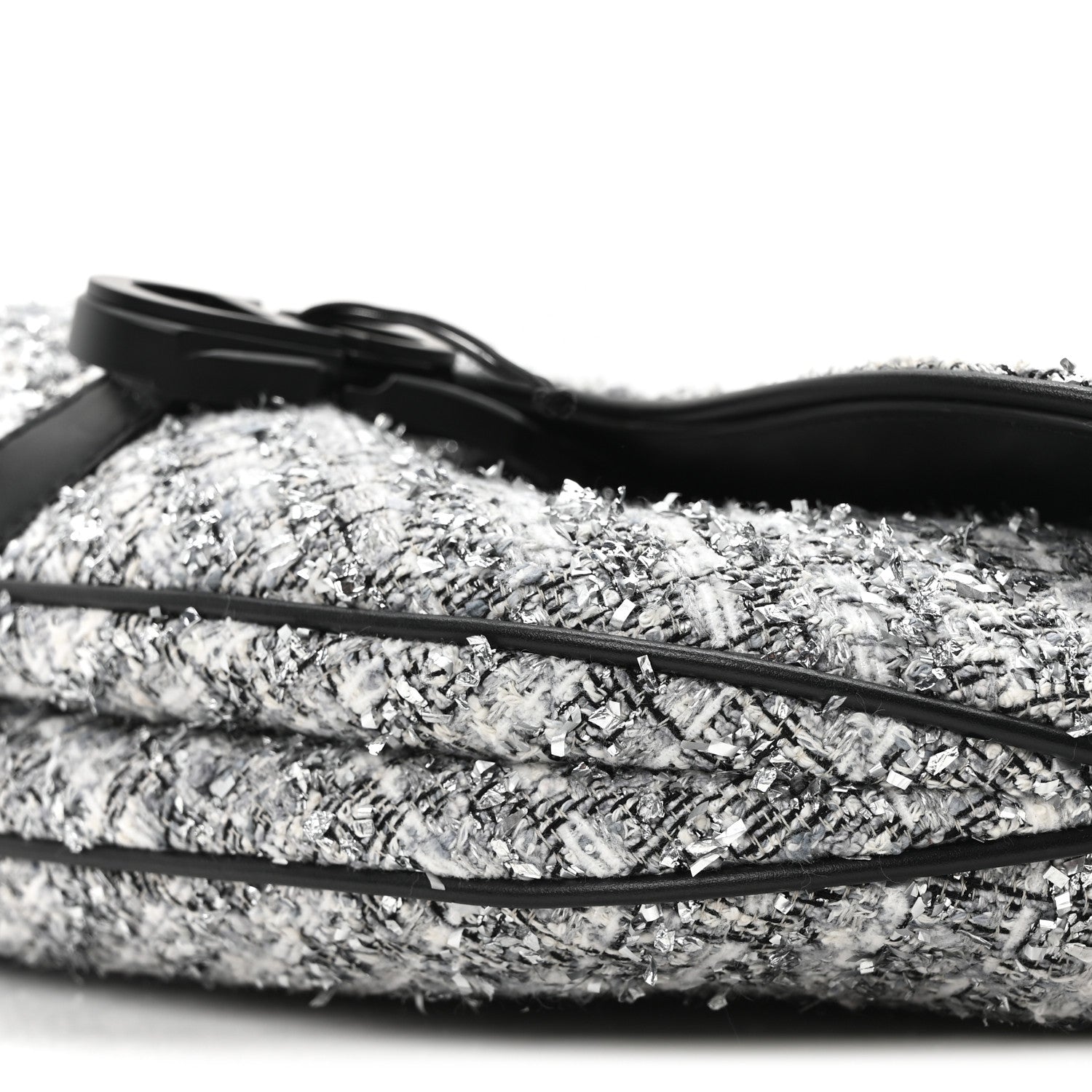 Christian Dior Tweed Saddle Bag Black Silver 10 of 10