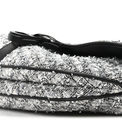 Christian Dior Tweed Saddle Bag Black Silver 10 of 10