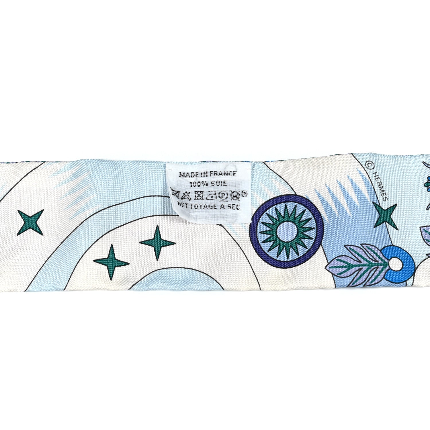 Hermes Silk La Source de Pegase Twilly Ciel Bleu Royal White 2 of 4