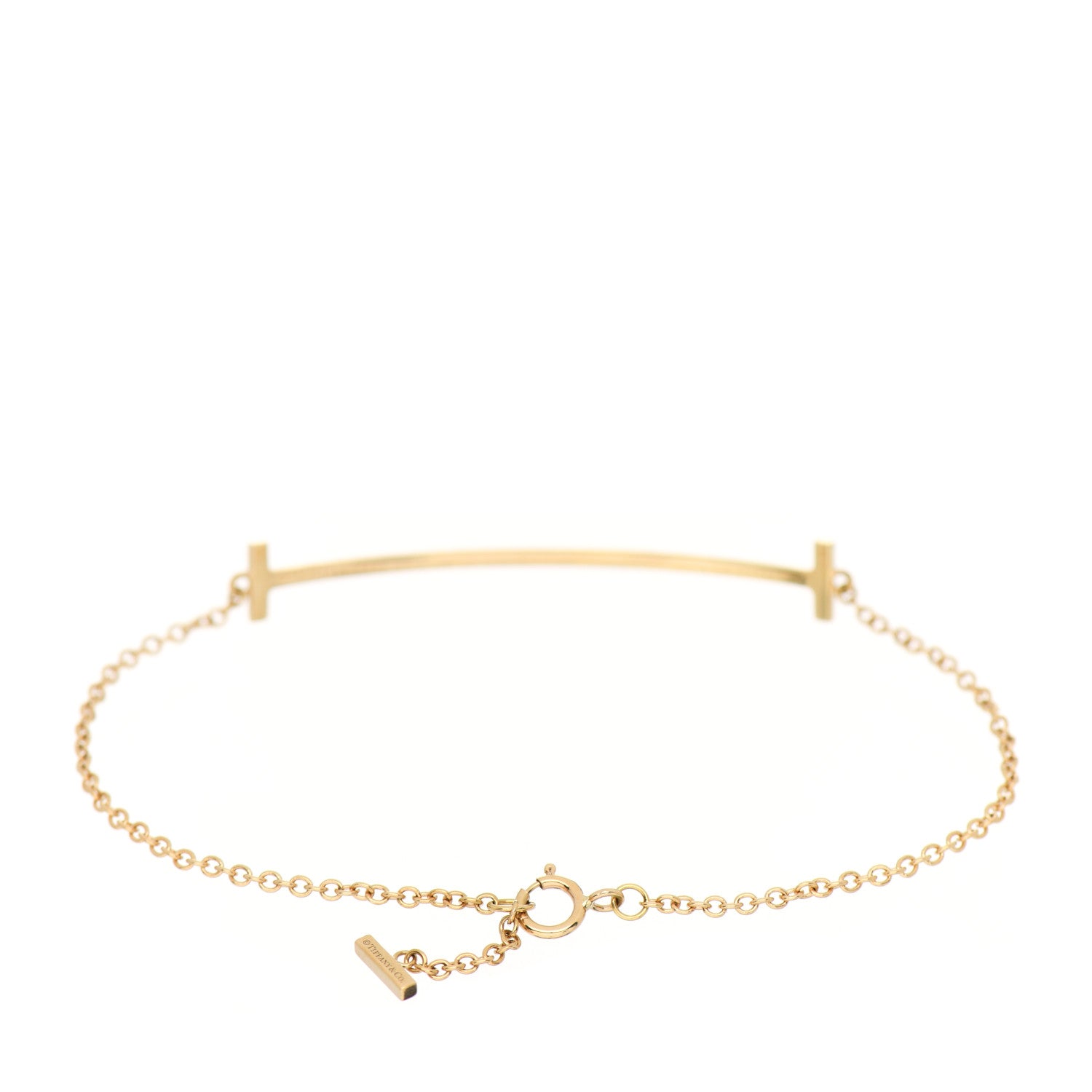 Tiffany 18K Yellow Gold Diamond T Smile Bracelet 3 of 5
