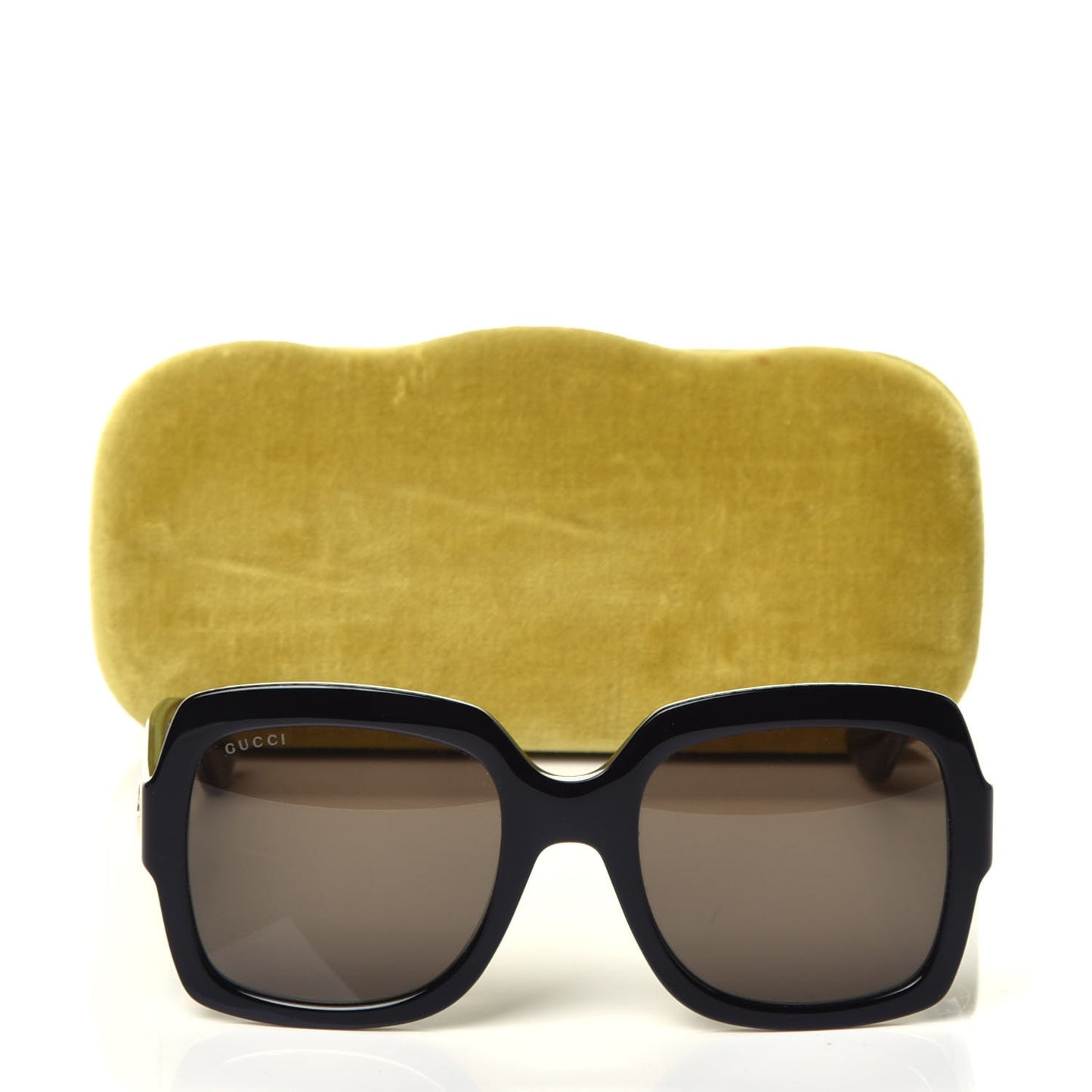 Acetate Square Frame Web Glitter Sunglasses GG0036S Black Green