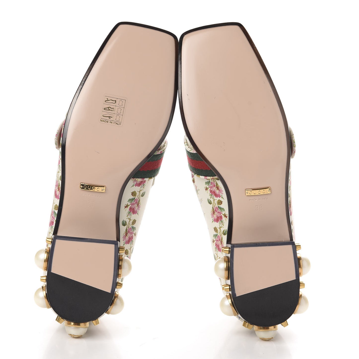 Calfskin Web Pearl Floral Embellished Peyton Loafer 38 White Multicolor