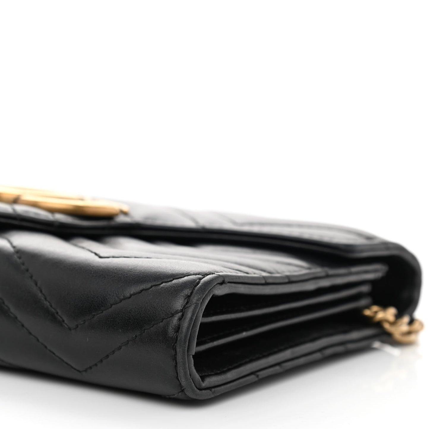 Calfskin Matelasse GG Marmont Chain Wallet Black