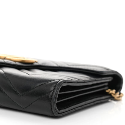 Gucci Calfskin Matelasse GG Marmont Chain Wallet Black 8 of 10