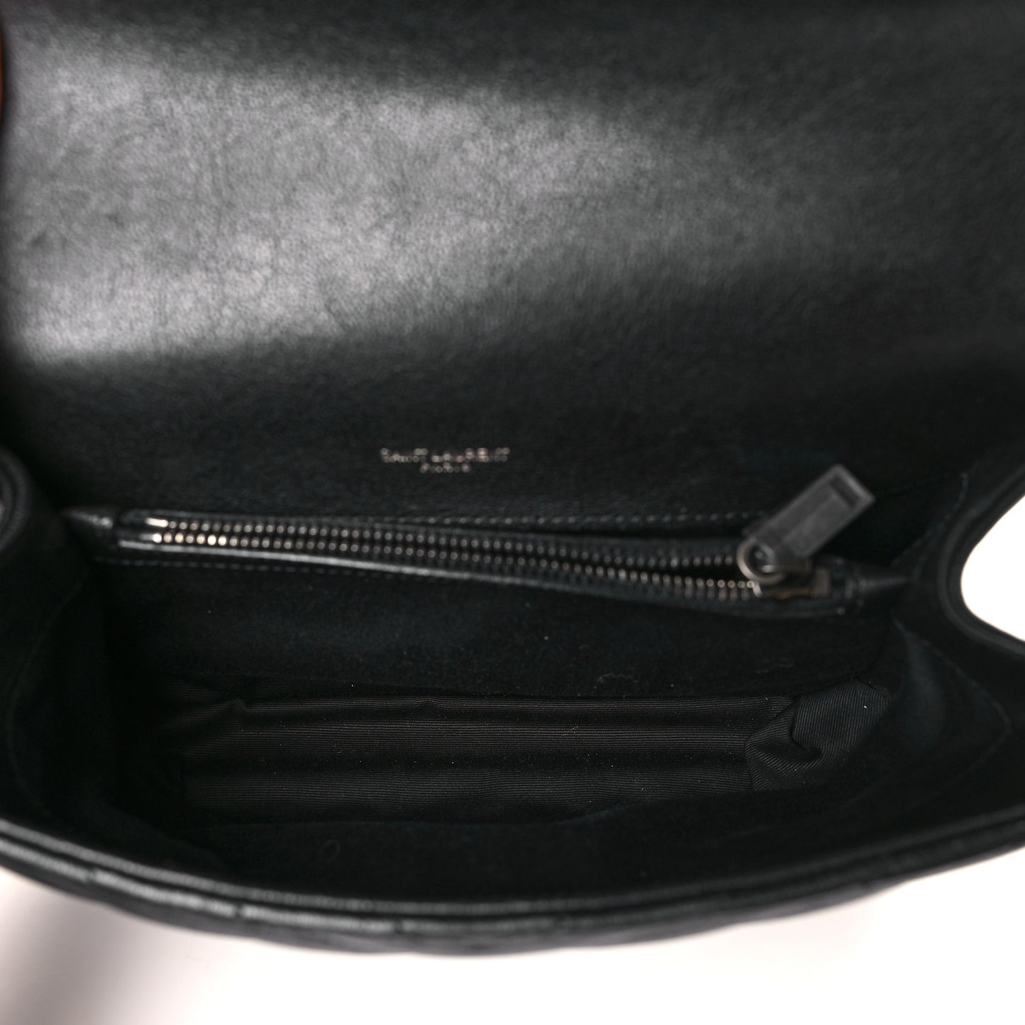 Sheepskin Matelasse Chevron Monogram Medium College Bag Black