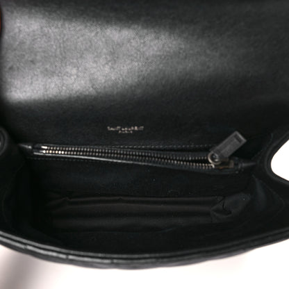 Saint Laurent Sheepskin Matelasse Chevron Monogram Medium College Bag Black 5 of 9