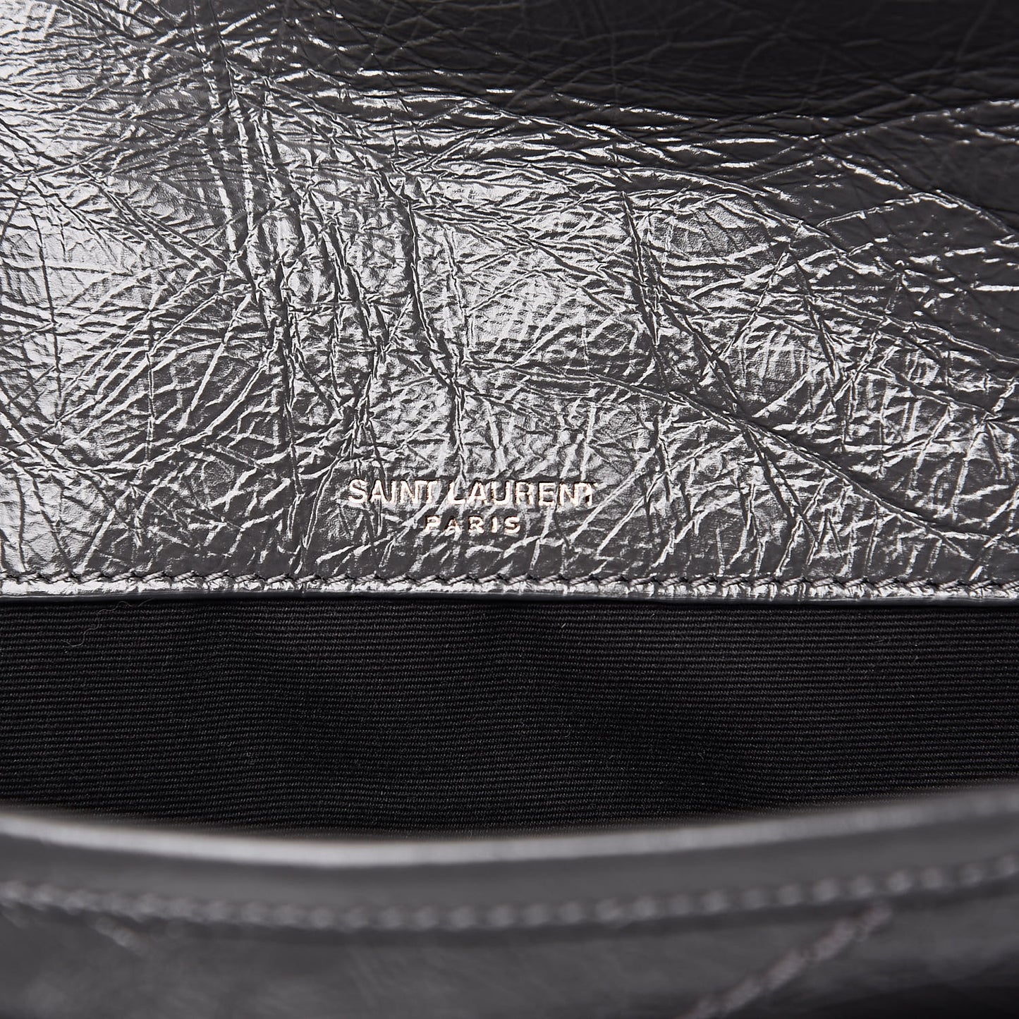 Crinkled Calfskin Matelasse Monogram Baby Niki Chain Satchel Storm