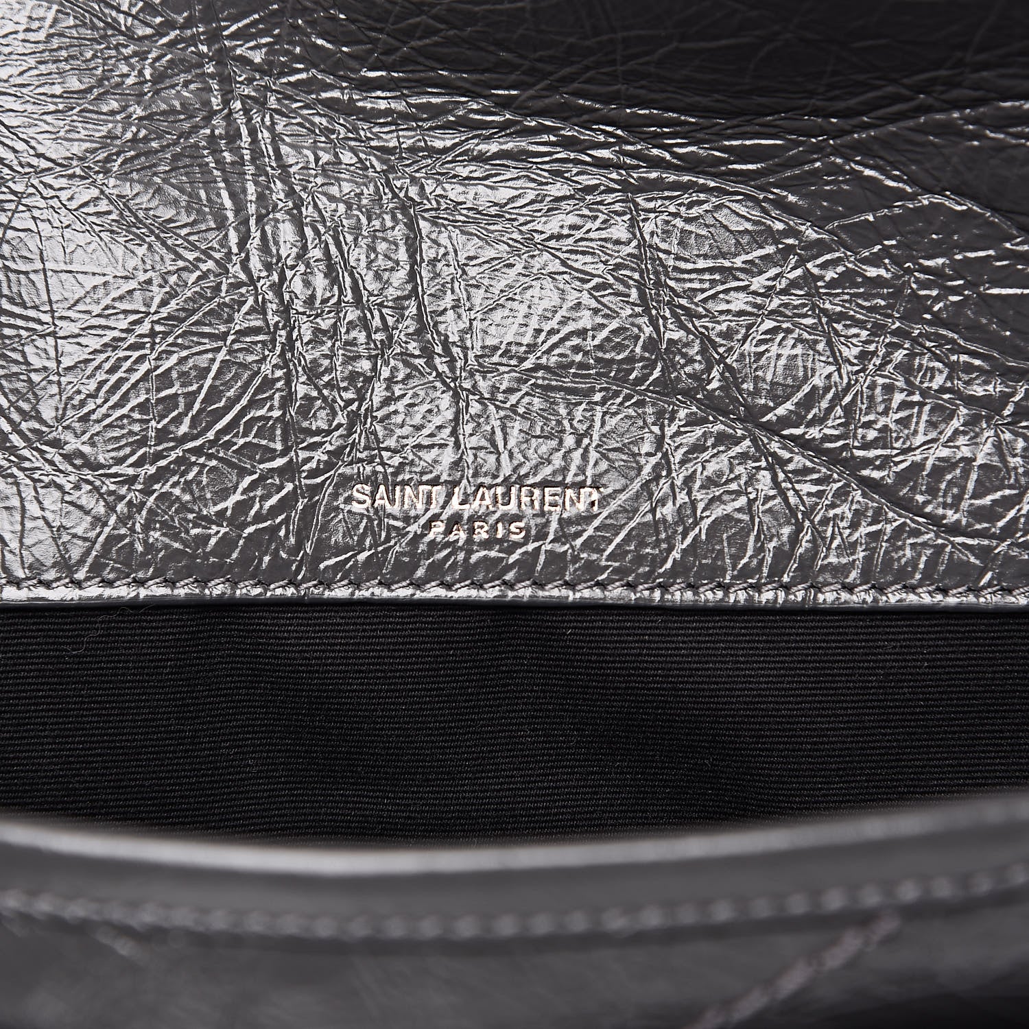 Saint Laurent Crinkled Calfskin Matelasse Monogram Baby Niki Chain Satchel Storm 6 of 10