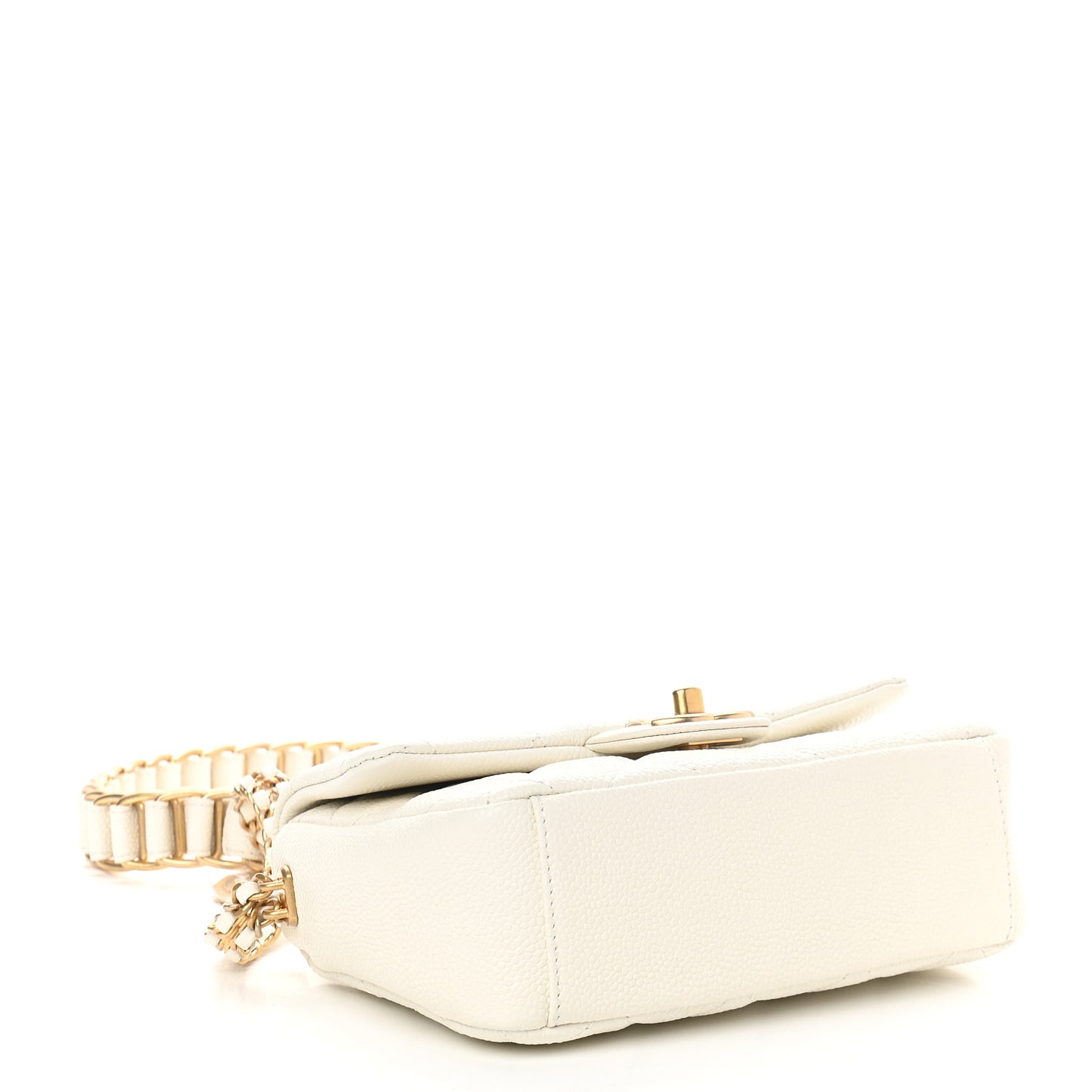 Caviar Quilted Mini Chain Soul Flap White