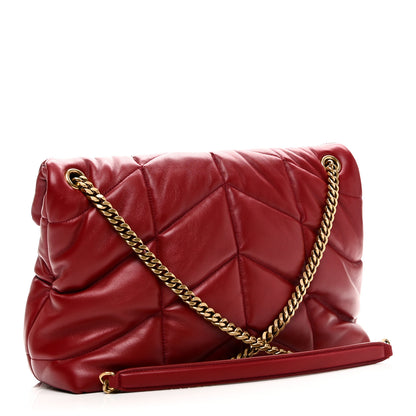 Saint Laurent Lambskin Quilted Medium Loulou Puffer Monogram Chain Satchel Opyum Red 3 of 10