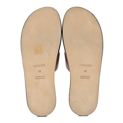 Hermes Calfskin Mens Izmir Sandals 45 Gold 5 of 9