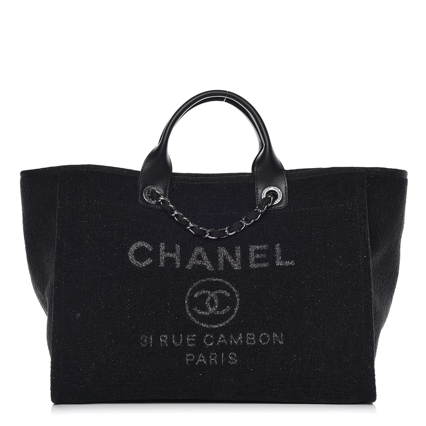 Lurex Boucle Medium Deauville Tote Black