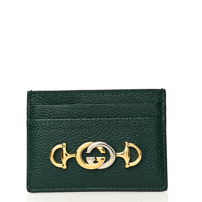 Gucci Grainy Calfskin Zumi Card Holder Vintage Green 7 of 12