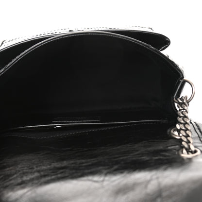 Saint Laurent Crinkled Lambskin Matelasse Monogram Baby Niki Chain Satchel Black 5 of 7