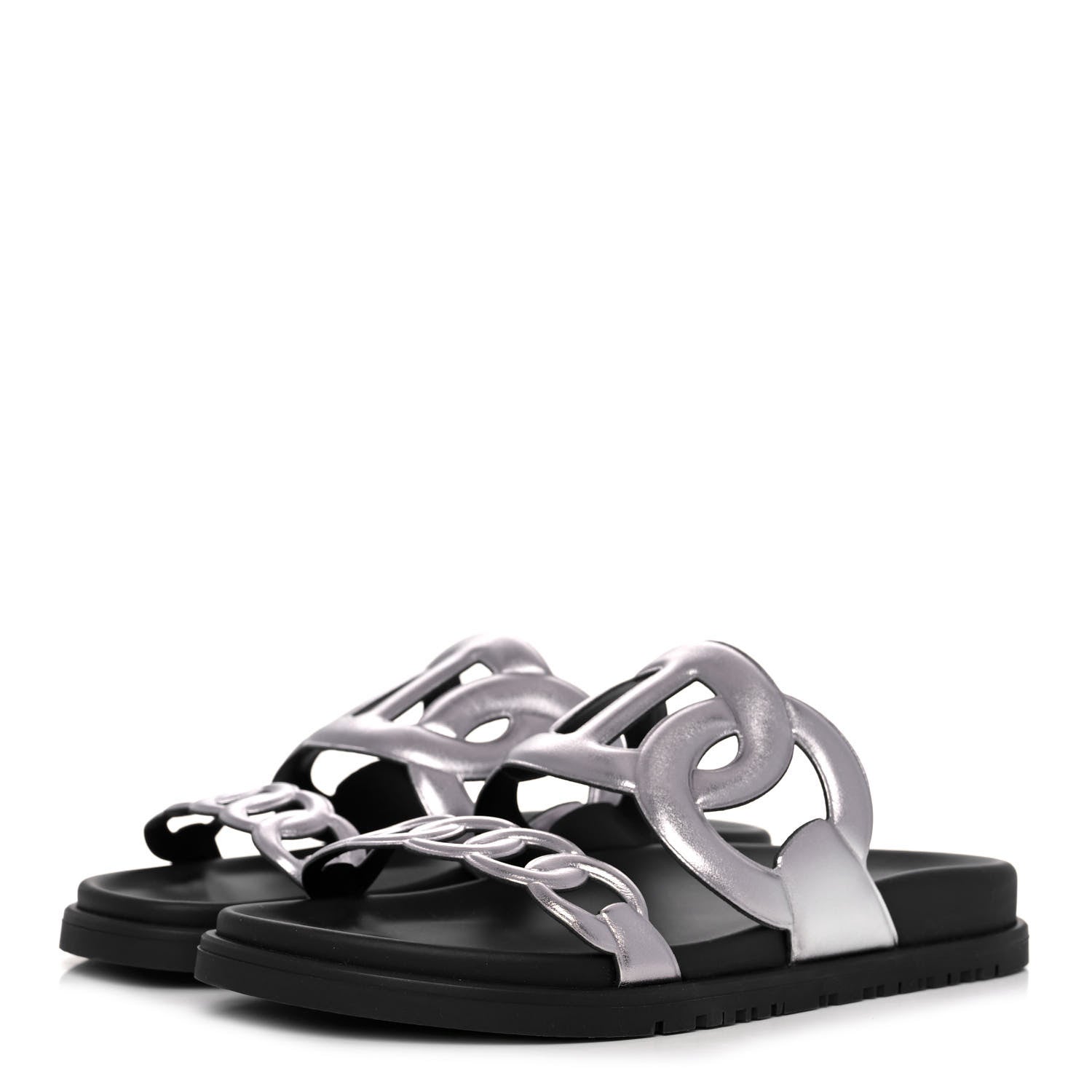 Hermes Nappa Extra Sandals 37 Gris Argent 3 of 9