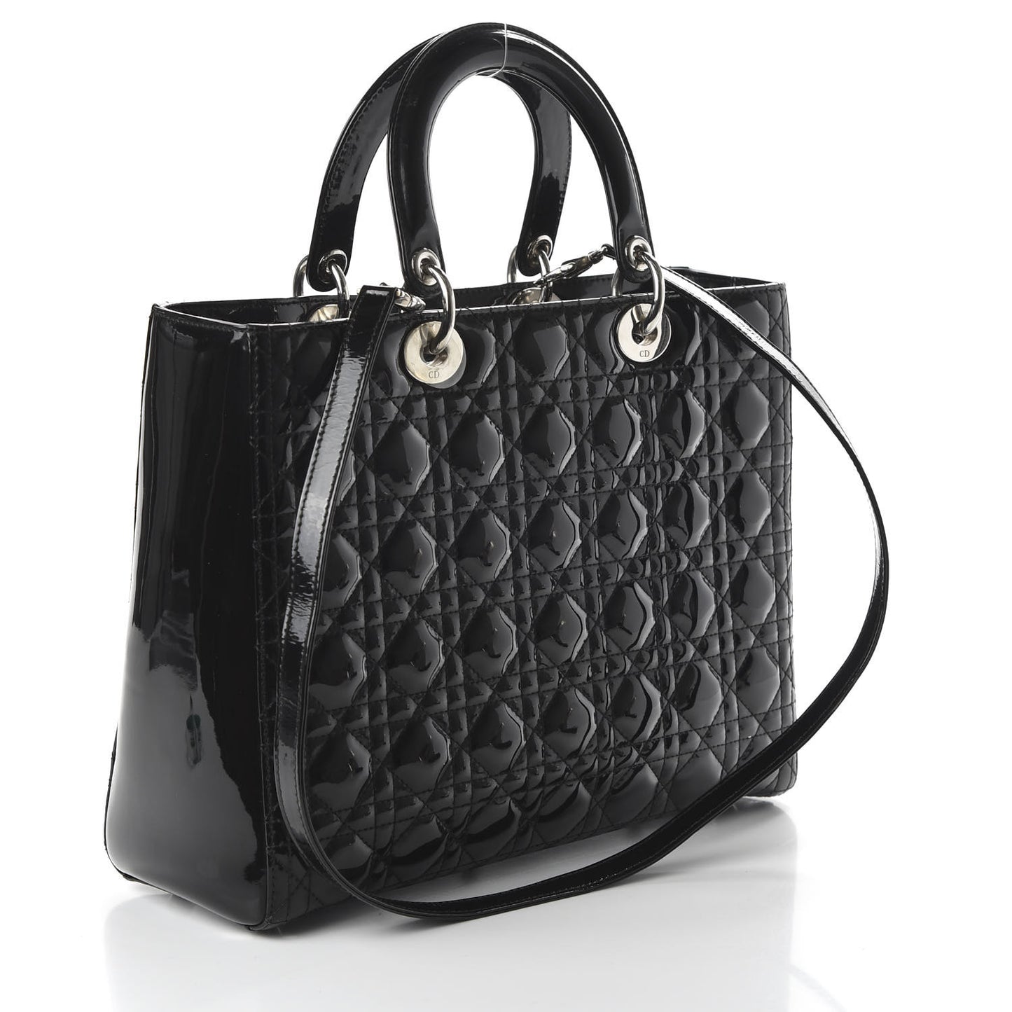 Patent Cannage Large Lady Dior Black