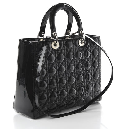 Christian Dior Patent Cannage Large Lady Dior Black 3 of 9