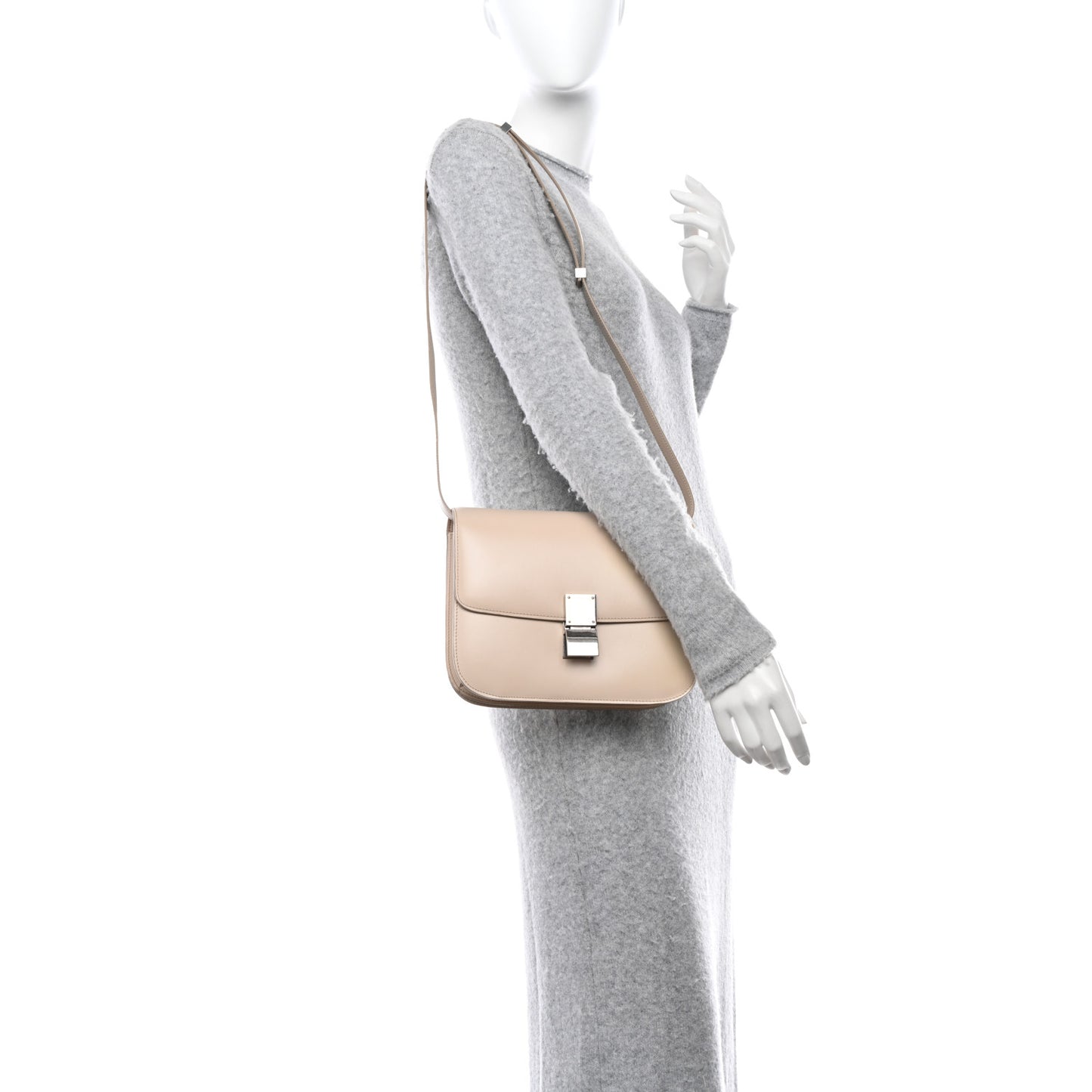 Calfskin Medium Classic Box Flap Bag Cream