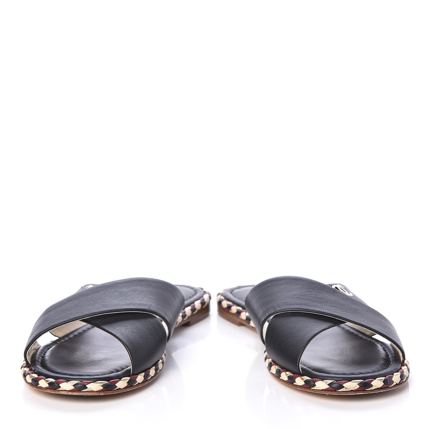 Lambskin Braided Mule Sandals 38 Black
