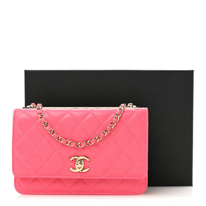 Chanel Lambskin Quilted Trendy CC Wallet On Chain WOC Pink 16 of 16