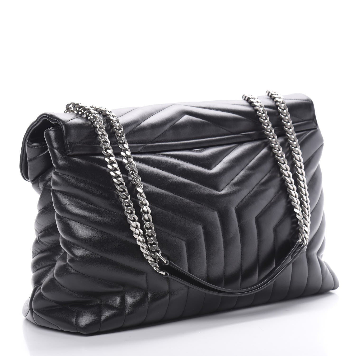 Saint Laurent Calfskin Y Quilted Monogram Large Loulou Chain Satchel Black 3 of 11