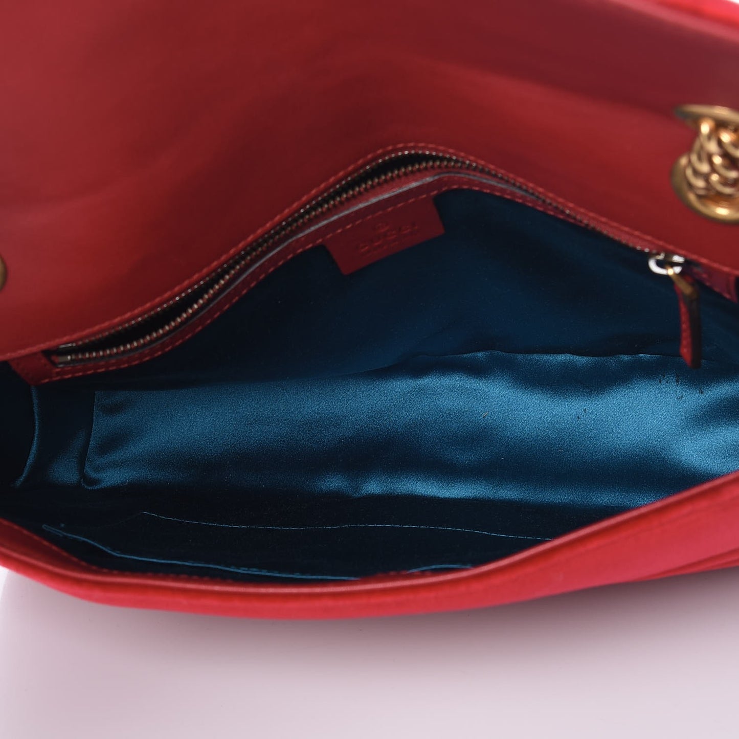 Velvet Matelasse Medium GG Marmont Shoulder Bag Hibiscus Red