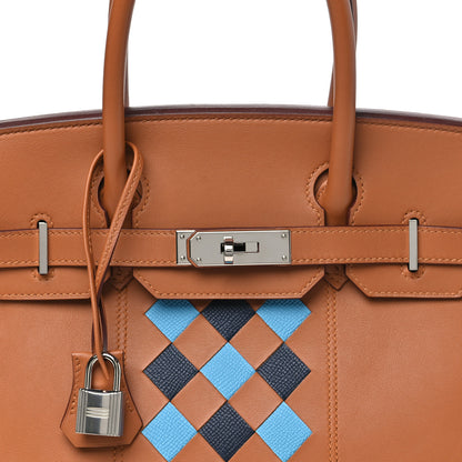 Hermes Swift Epsom Tressage Birkin 30 Gold Bleu de Nord Bleu Indigo 8 of 11