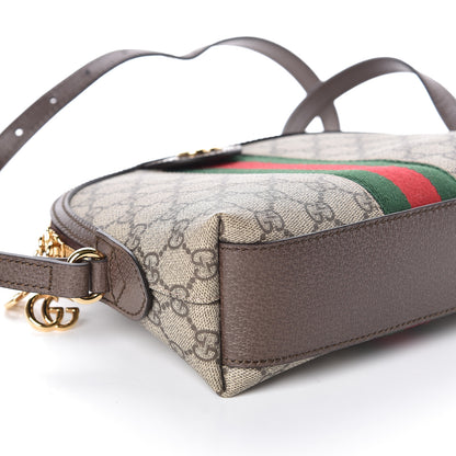 Gucci GG Supreme Monogram Textured Dollar Calfskin Web Small Ophidia Dome Shoulder Bag Beige Ebony New Acero 9 of 10