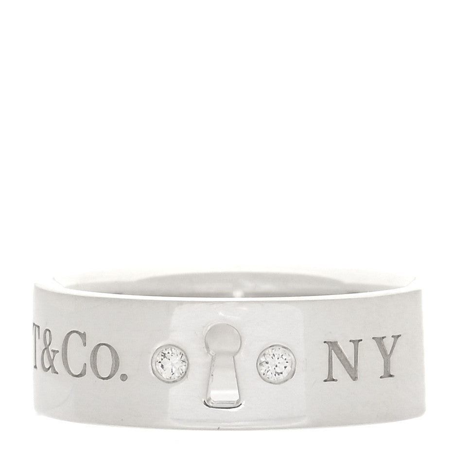 Tiffany Sterling Silver Diamond Locks Ring 49 4.75 1 of 4