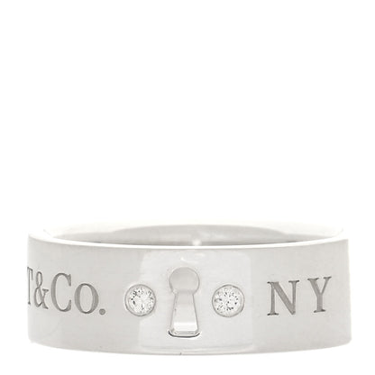 Tiffany Sterling Silver Diamond Locks Ring 49 4.75 1 of 4