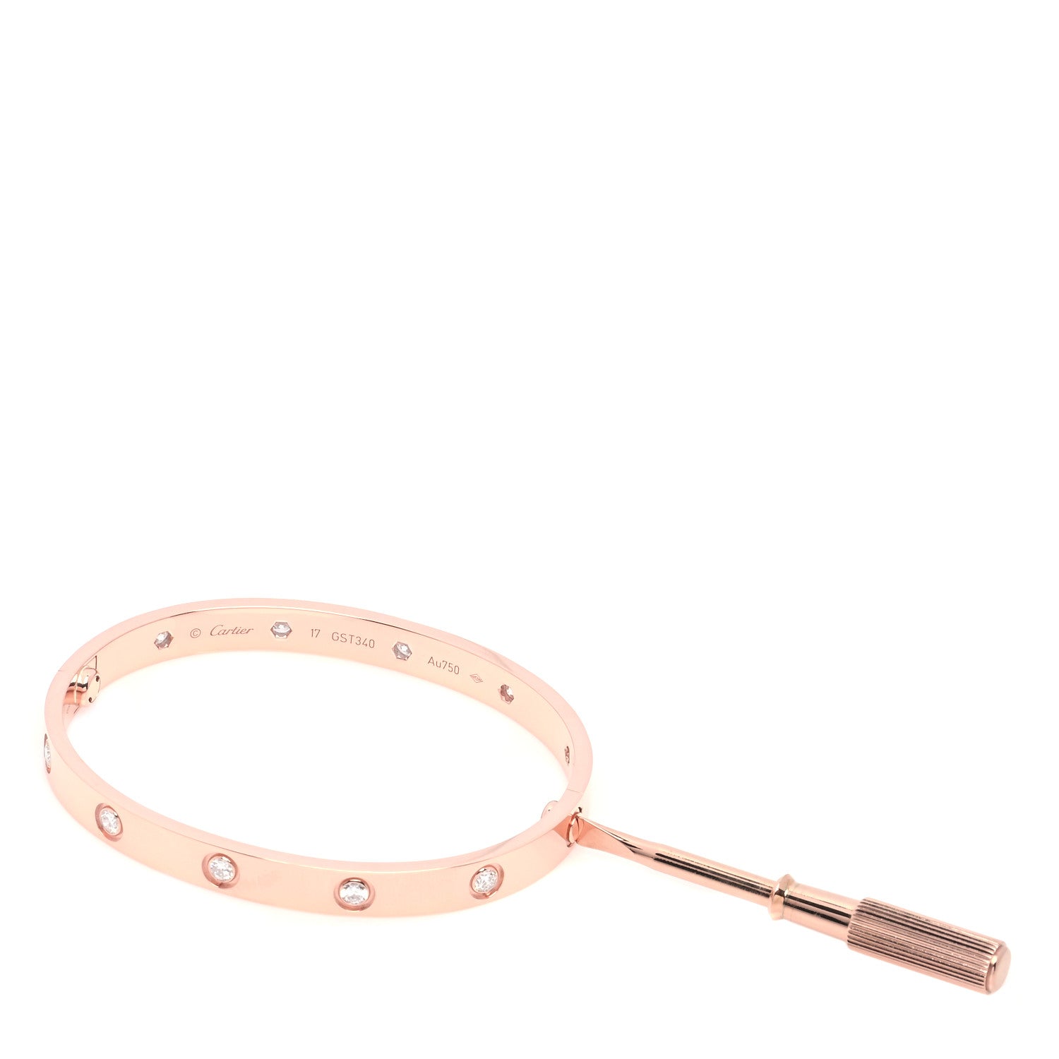 Cartier 18K Pink Gold 10 Diamond LOVE Bracelet 17 6 of 7