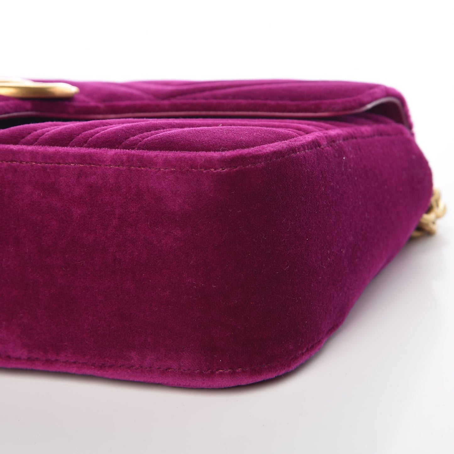 Velvet Matelasse Small GG Marmont Shoulder Bag Fuchsia Violet Cyclamen