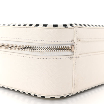 Chanel Caviar Quilted Striped Medium CC Filigree Vanity Case White Black 9 of 15