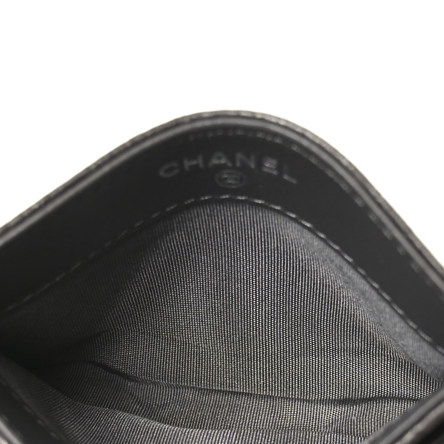 Calfskin Camellia Embossed Quilted Card Holder Grey