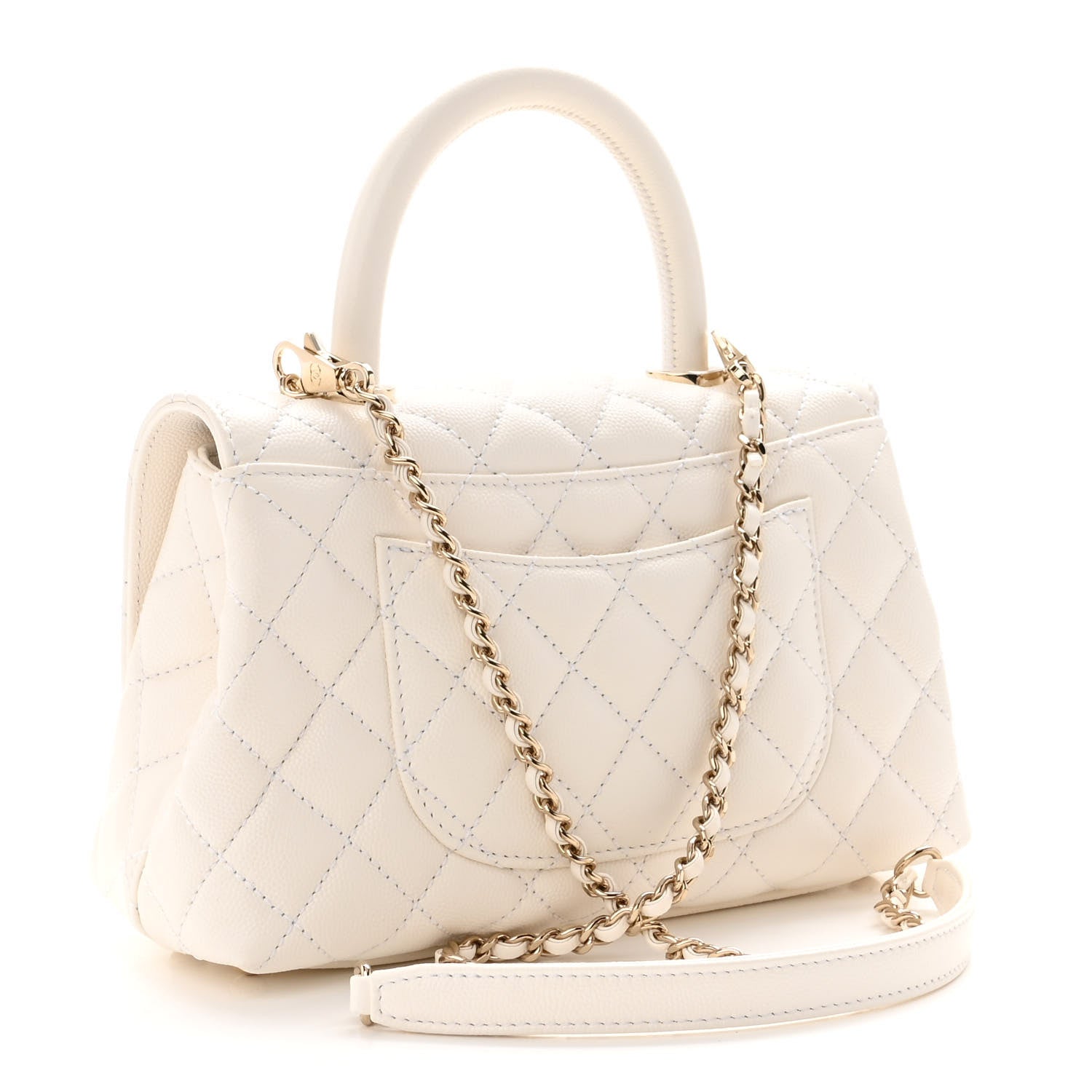 Chanel Caviar Quilted Mini Coco Handle Flap White 3 of 10
