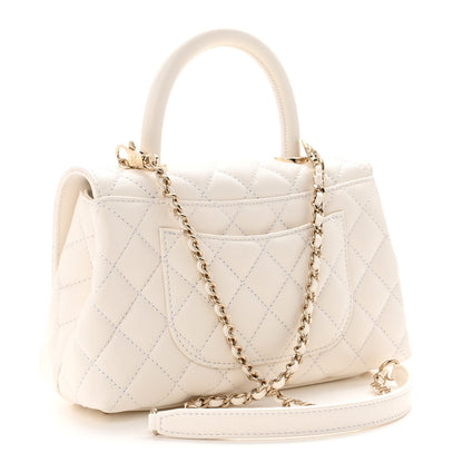 Chanel Caviar Quilted Mini Coco Handle Flap White 3 of 10
