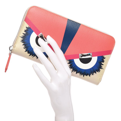 Fendi Vitello Elite Crystal Eye Monster Zip Around Wallet Bellini Multicolor 2 of 10