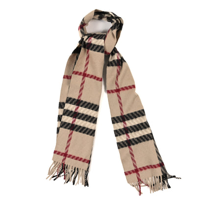 Burberry Cashmere House Check Fringe Scarf Camel 1 of 3