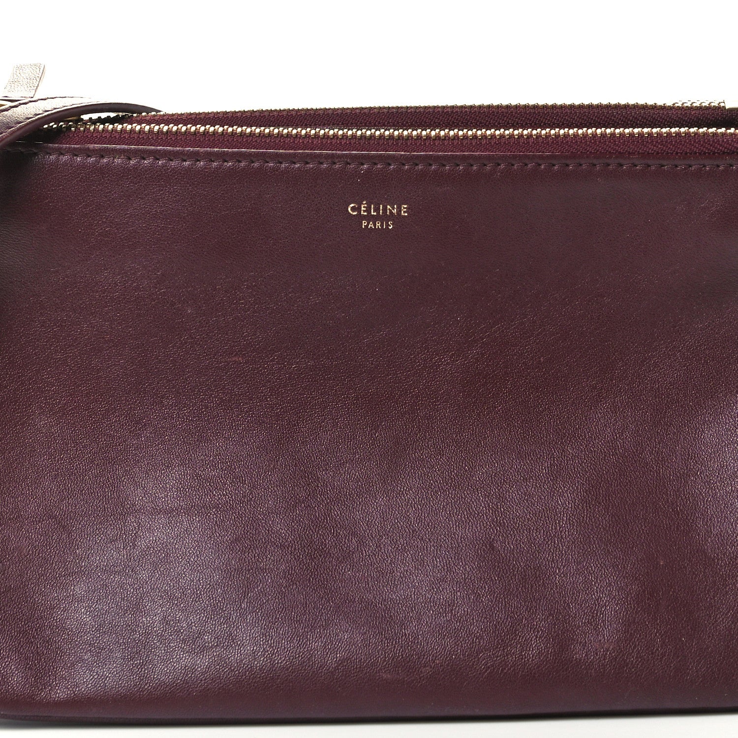 Celine Lambskin Large Trio Crossbody Bag Burgundy 7 of 11