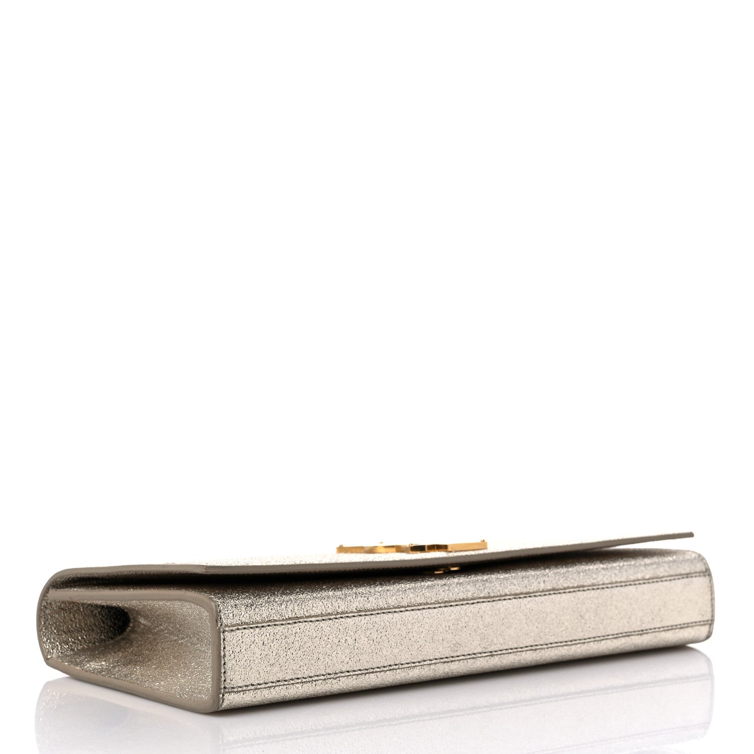 Saint Laurent Metallic Textured Calfskin Classic Monogram Cassandre Clutch Pale Gold 4 of 8
