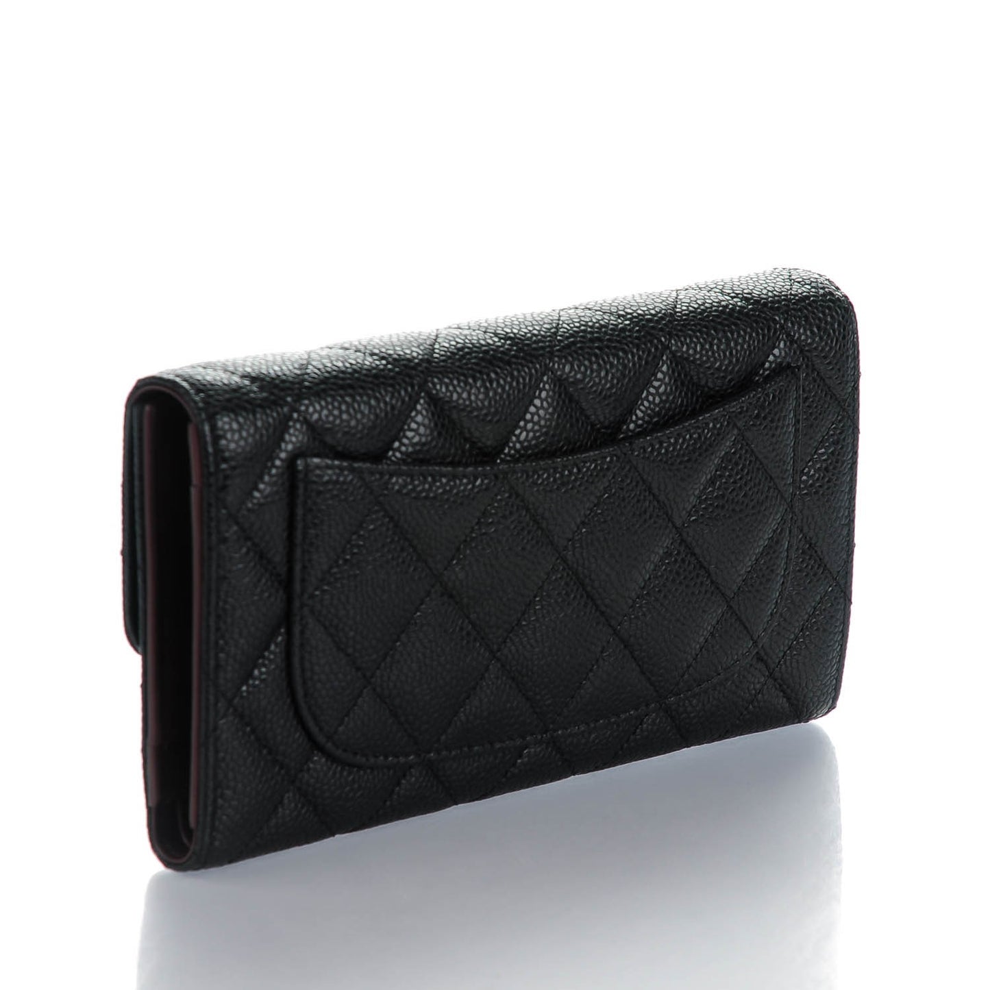 Caviar Quilted Large Flap Wallet Black