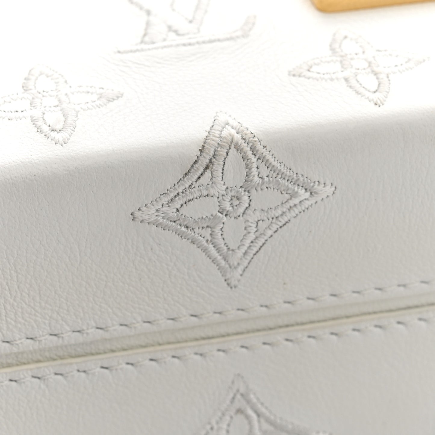 Calfskin Monogram Embroidered Petite Malle White