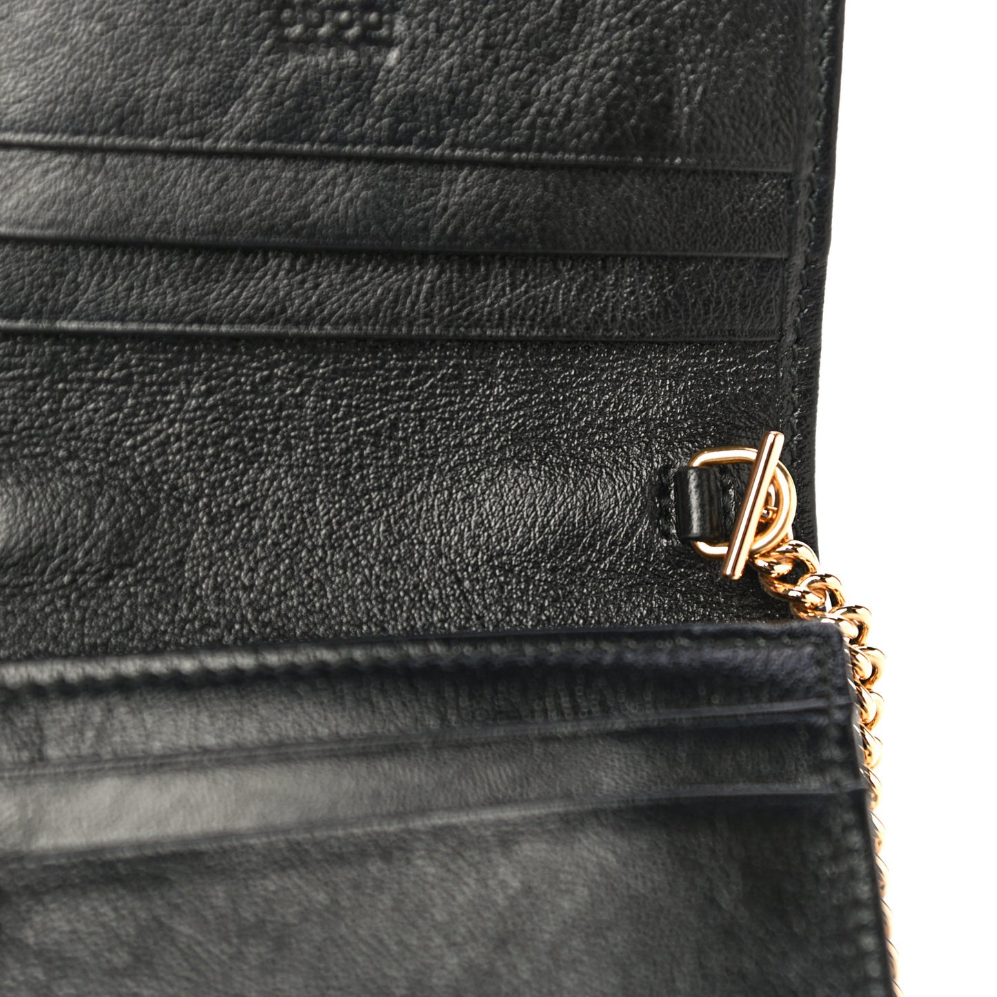 Calfskin Web Rajah Chain Card Case Wallet Black